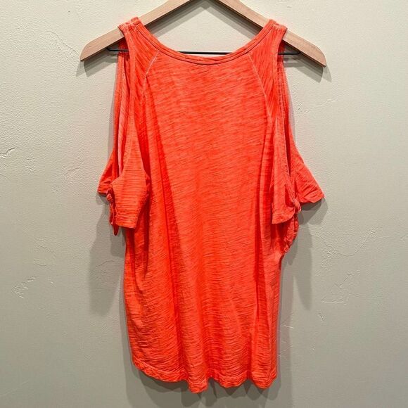 Sanctuary Lou Lou Bright Orange/Pink Cold Shoulder Top - Size: Small - Picture 2 of 8